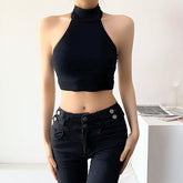 Sommer Tops Frauen Grundlegende Casual Ärmellose Sexy Backless Neckholder Crop Top Y2k Kleidung Femme Stretch Gerippt Tank Top